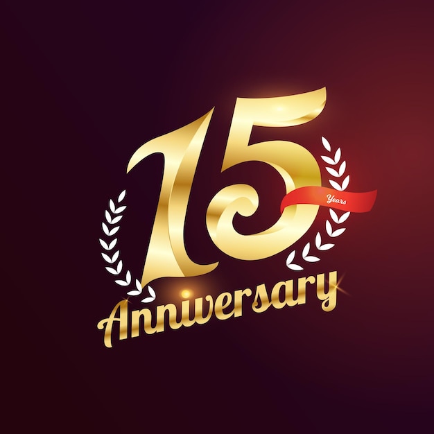 15th years anniversary logotype template design for banner poster illustration vector and card