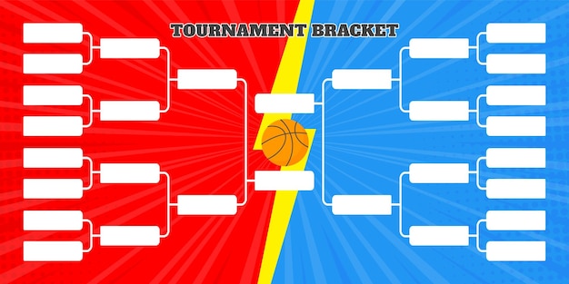 Vector 16 basketball team tournament bracket championship template flat style design vector illustration