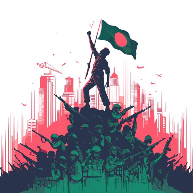 Vector 16 december bd solider met nationale vlag in de hand