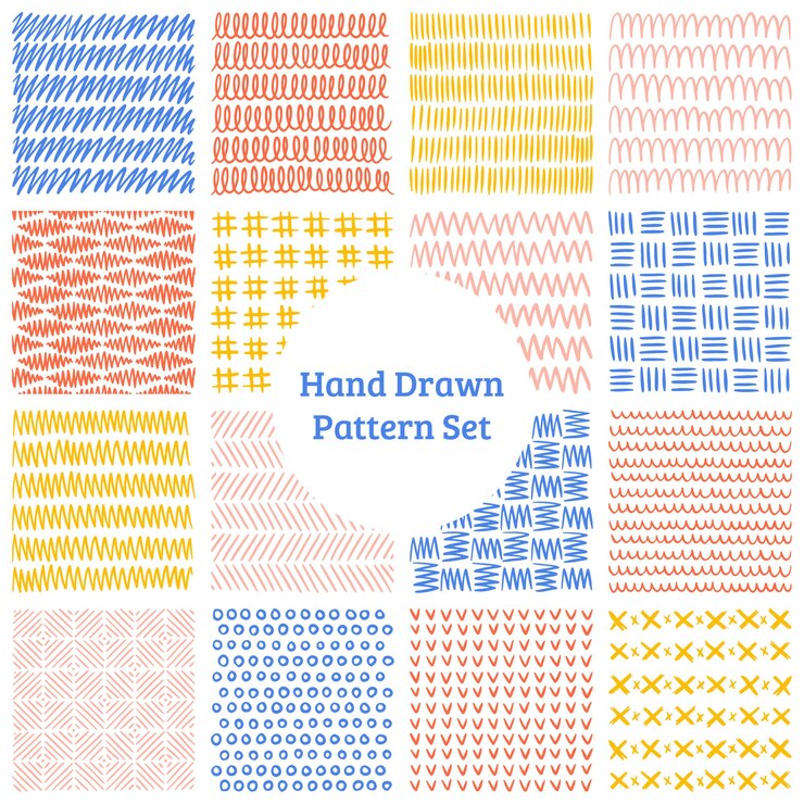 Vector 16 hand drawn patterns
