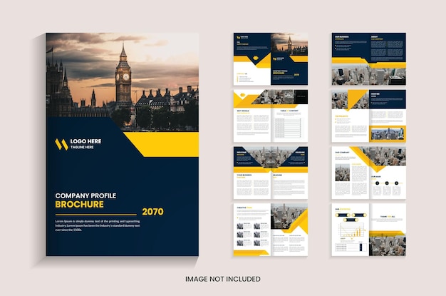 Vector 16 page company brochure template design