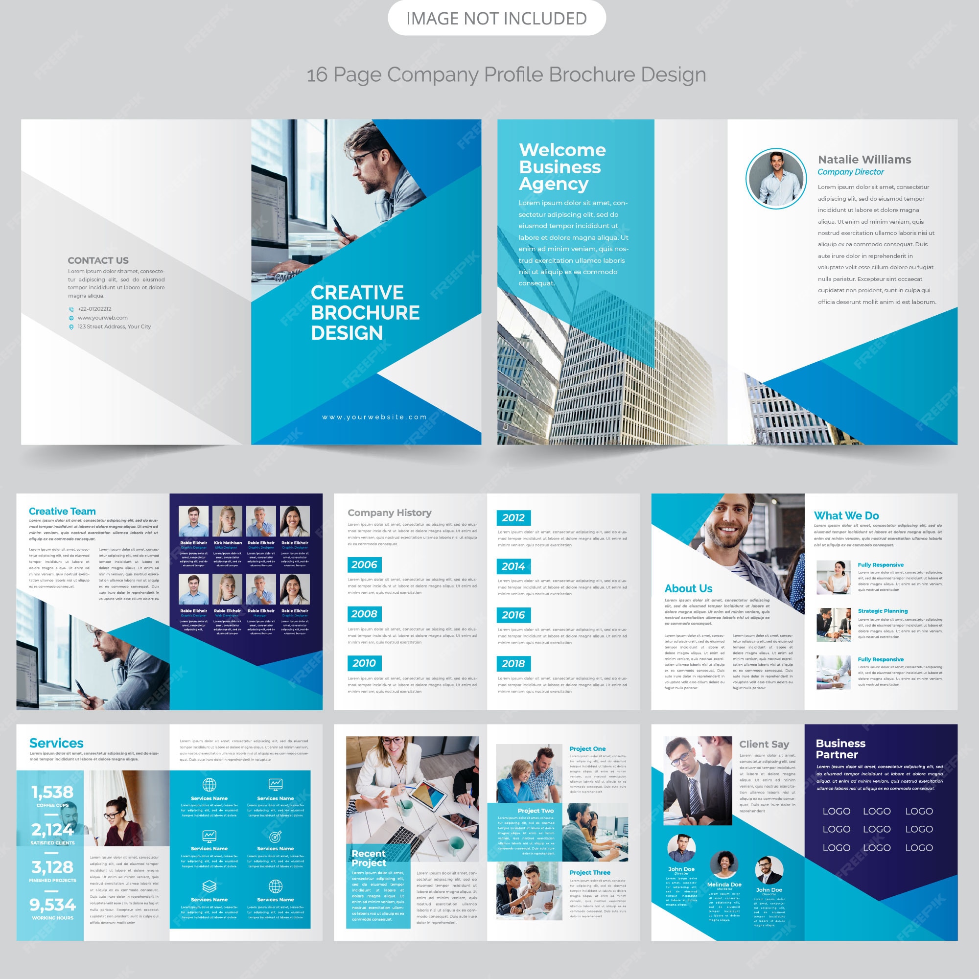 Premium Vector 16 Page Company Profile Design one-page-profile-template