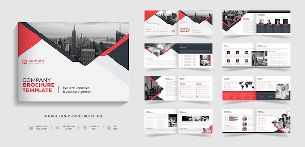 16 page corporate modern landscape bifold  brochure template company profile annual report design