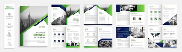 16 page corporate modern professional bifold brochure company profile design