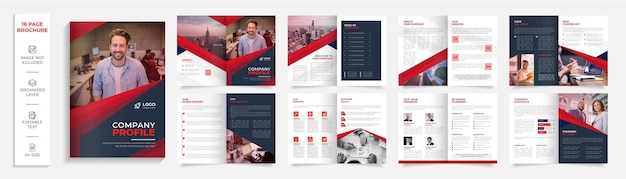 16 page corporate modern professional bifold brochure company profile design