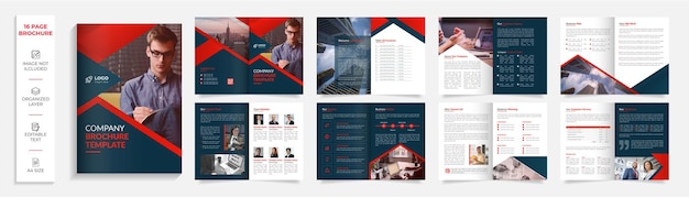 16 page corporate modern professional bifold brochure company profile design