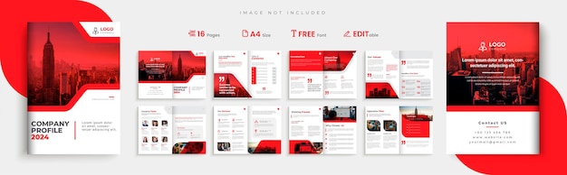 プレミアムテンプレートを使用した16ページのクリエイティブおよび企業向けビジネスパンフレットまたは企業プロファイルデザイン