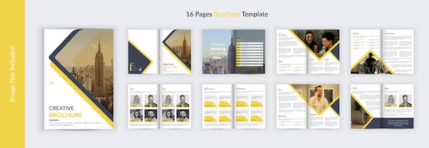 16-страничная креативная и корпоративная бизнес-брошюра, шаблон брошюры с профилем компании
