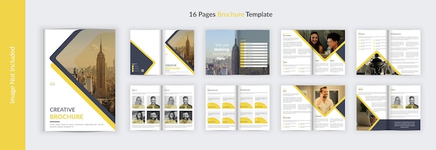 16ページのクリエイティブおよび企業向けビジネスパンフレット会社概要パンフレットテンプレート