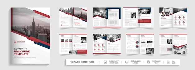 16 page creative modern corporate company profile and bifold multipage brochure template design