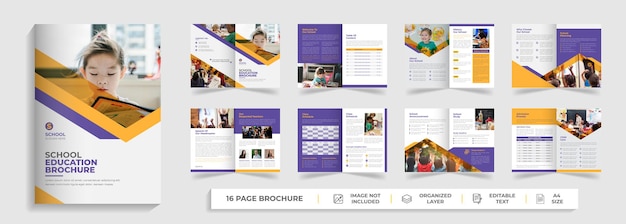 16 page school kids admission bifold brochure template company profile booklet design