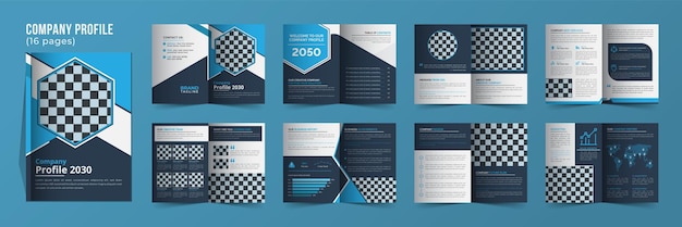 16 pages bifold business company brochure template design