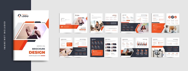 16 Pages business brochure template design and colorful company profile template layout