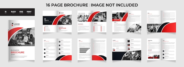 Brochure geometrica di 16 pagine con un design astratto moderno. utilizzare per marketing, stampa, relazione annuale e