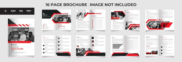 16 Pages Geometric Business Brochure with modern abstract design. Use for marketing, print