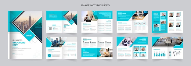 16 pages green color company business brochure design modern and creative template