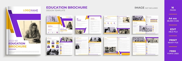 16 Pages kids school education brochure template design