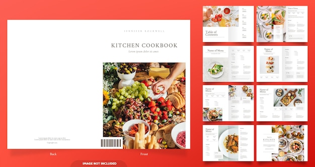 Vector 16 pages of minimalist kitchen cookbook design