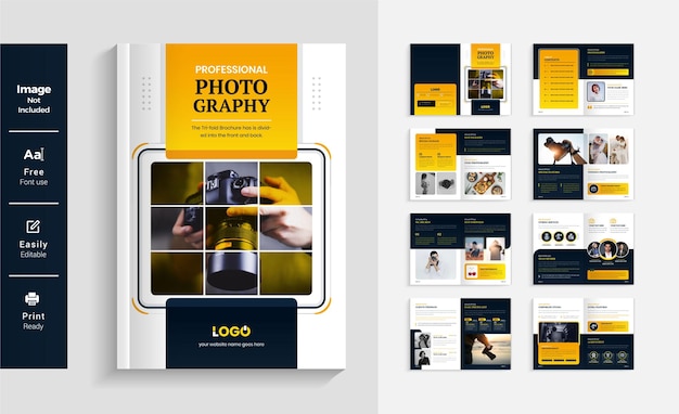 16 pagine modello di progettazione brochure fotografica layout colorato e moderno