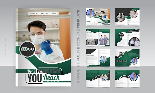 16 Pages Square Medical Brochure Template Presentation