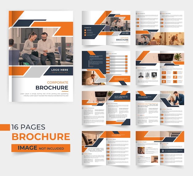 16 pagina's multifunctionele bedrijfsbrochure ontwerpsjabloon met moderne vorm