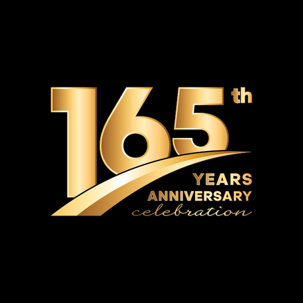 165 year anniversary logo with a golden number on a black background
