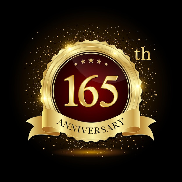 165th Anniversary Golden emblem design for birthday event Anniversary logo Anniversary template