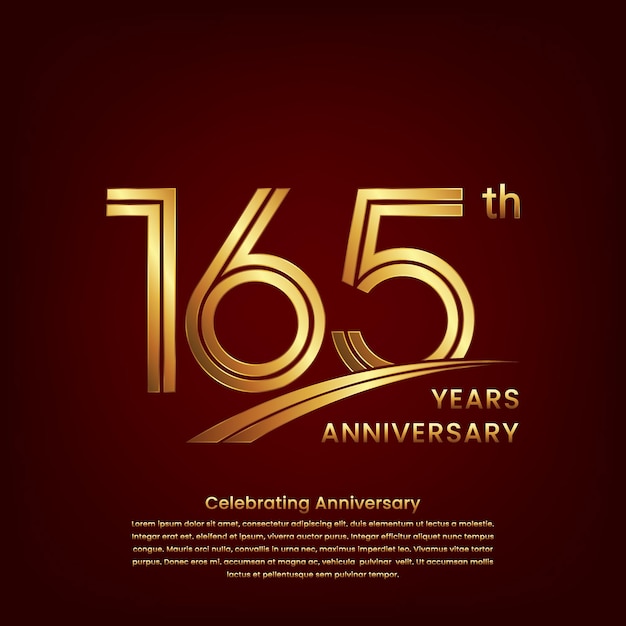 165th Anniversary logo with double line concept design Golden number for anniversary celebration event Logo Vector Template