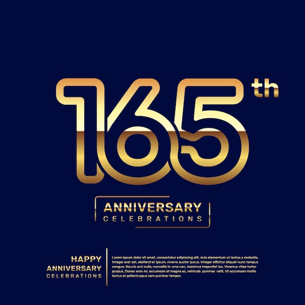 165th year anniversary logo design with a double line concept in gold color