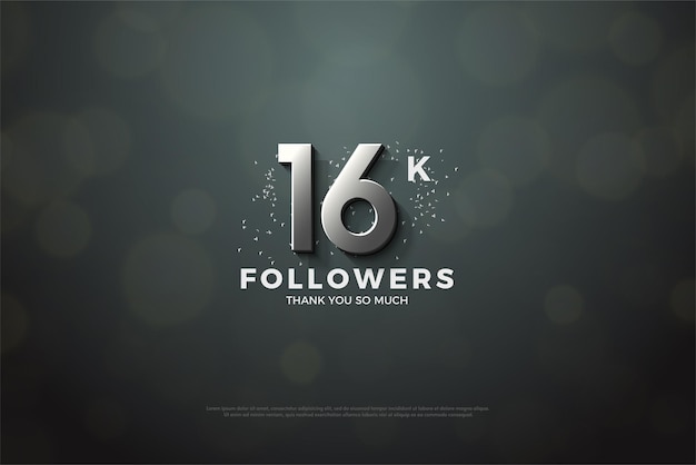 16k follower con numeri in bianco e nero.