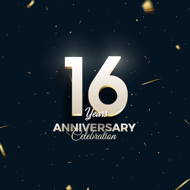 16th anniversary background with shining numbers