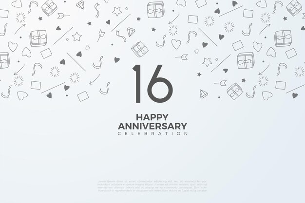 子供のイメージの背景を持つ 16 周年記念。