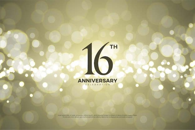 Vector 16th anniversary with gold paper illustration