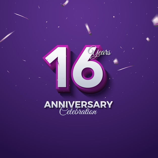 16th anniversary with numbers on blueberry background