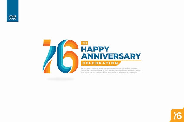 16th happy anniversary celebration with orange and turquoise gradations on white background