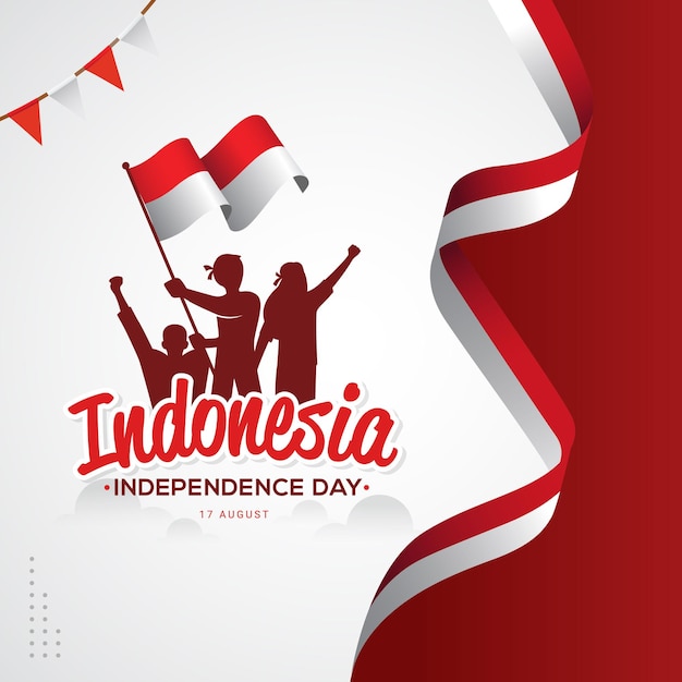 17 agosto buon biglietto di auguri per il giorno dell'indipendenza dell'indonesia