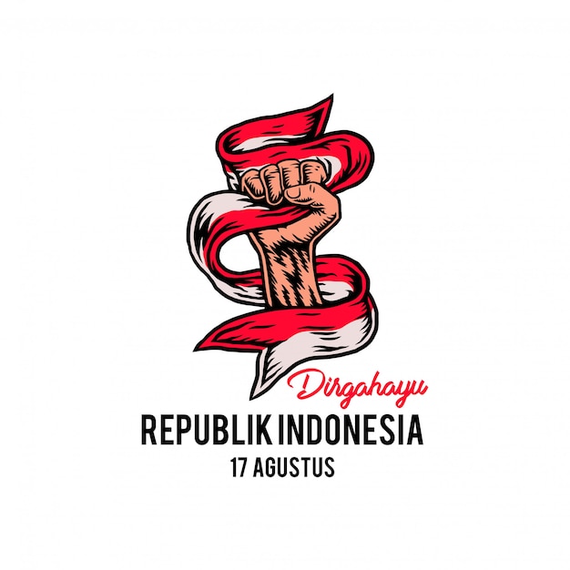 17 august, indonesia happy independence day, hand drawn line style with digital color, illustration