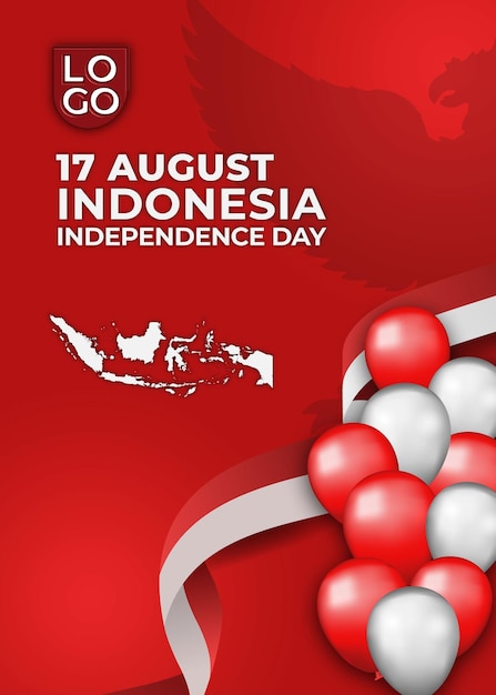 ベクトル 8 月 17 日インドネシア独立記念日 3 d 赤いテンプレートの背景