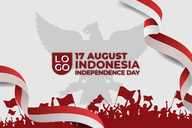 Modello di sfondo bianco del giorno dell'indipendenza dell'indonesia del 17 agosto