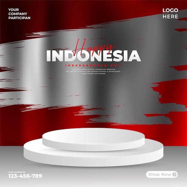 8月17日ポスターバナーソーシャルメディア投稿に適したインドネシア独立記念日のデザイン