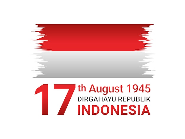 17 augustus 1945 happy indonesia onafhankelijkheidsdag banner wenskaart poster met belettering van dirgahayu republik indonesia wuivende vlaggen van indonesië