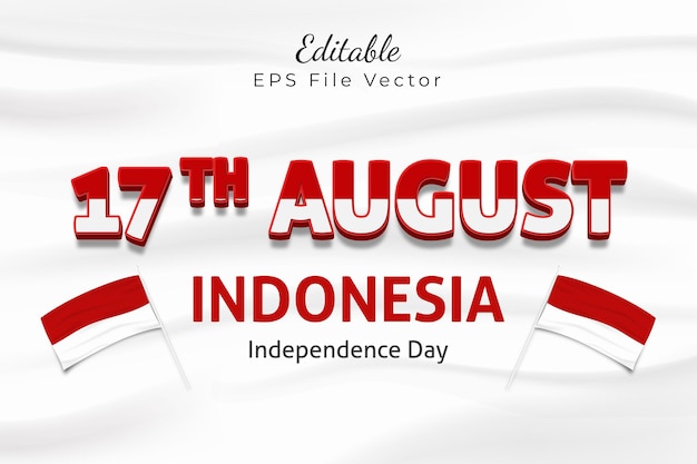 17 augustus indonesië onafhankelijkheidsdag bewerkbaar teksteffect