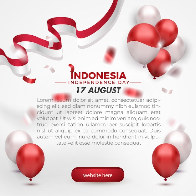 17 augustus indonesische onafhankelijkheidsdag wenskaart sociale media sjabloon flyer ballon nieuw