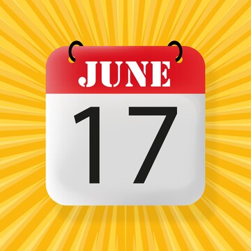 17 June Calendar 2024 3d illustration Pop art style Vector line icon ...