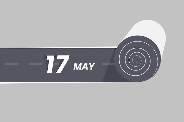 17 mei kalender icoon rollen in de weg 17 mei datum maand icoon vector illustrator