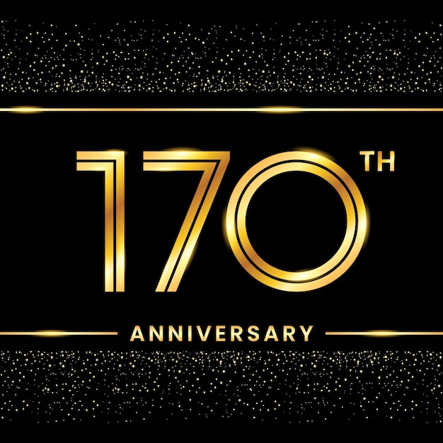 170th Anniversary Gold color template design for birthday event Line Art Design Vector Template