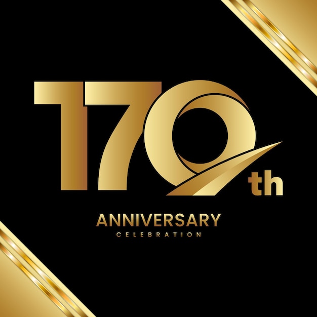 Vector 170th anniversary logo in gold color with simple and luxury style