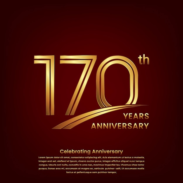 170th Anniversary logo with double line concept design Golden number for anniversary celebration event Logo Vector Template