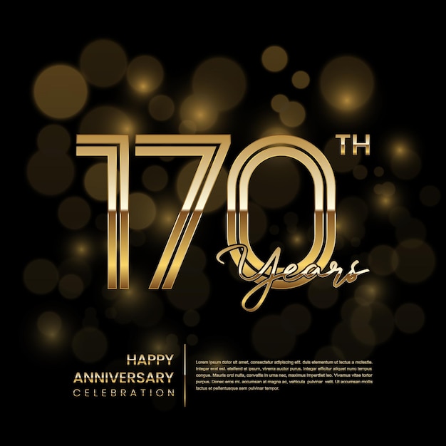 170th anniversary logo with double line style Gold line art design Logo Vector Template