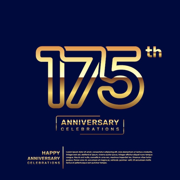 175-jarig jubileumlogo-ontwerp met een dubbel lijnconcept in gouden kleur